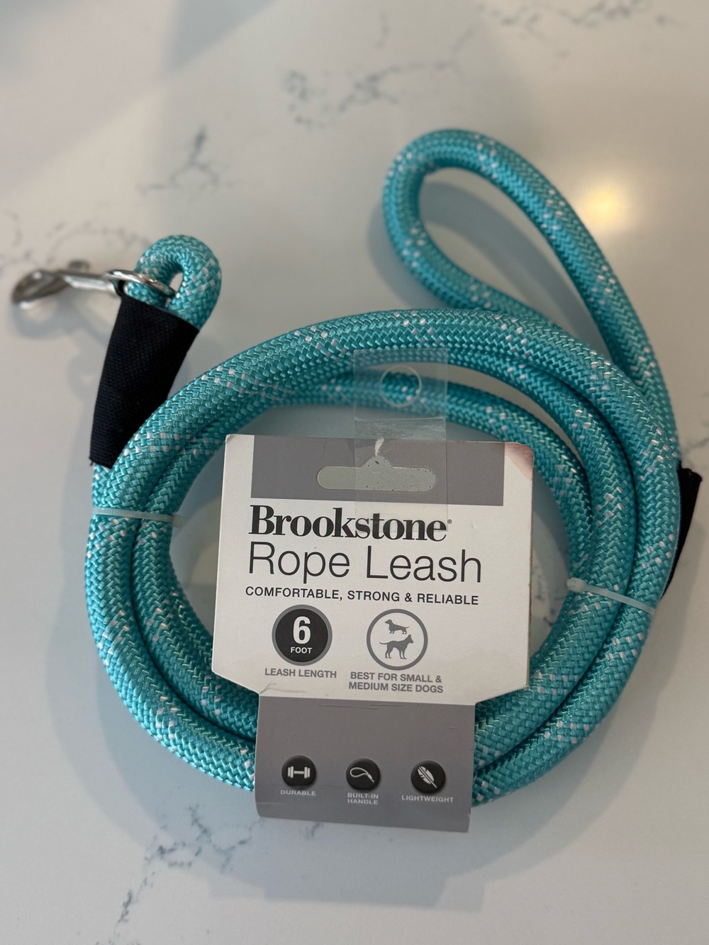 Brookstone Teal Rope Leash with Reflective Accents